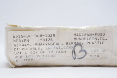 Maclean-Fogg Disposable Pharyngeal Airway Berma, Plastic 40mm - Box of 12